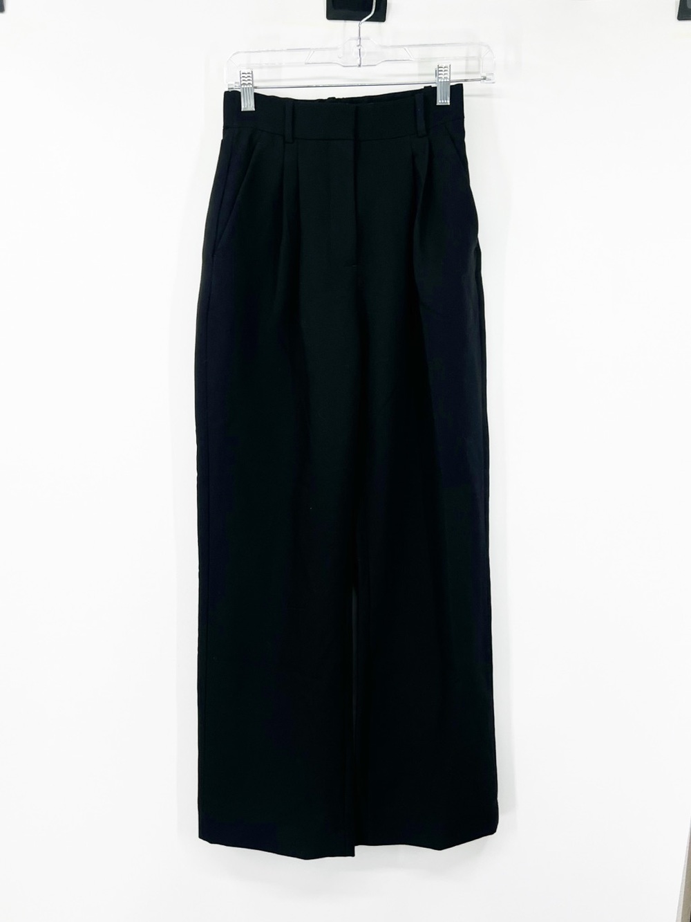 Abercrombie & Fitch Curve Love Sloane Tailored Pleated Wide Leg Trousers Black
